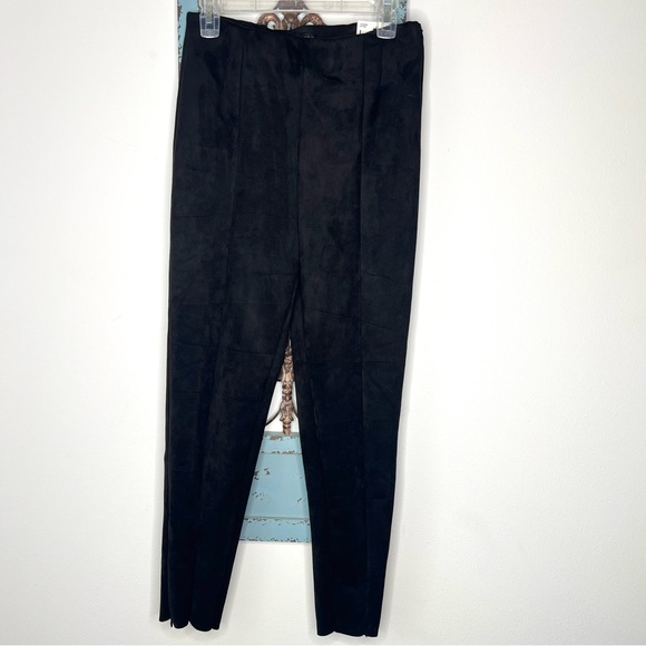 Zara Faux Suede Black Leggings, Zipper Hem - Picture 3 of 15
